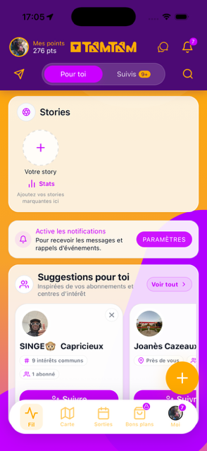 Aperçu de l'application TaamTaam